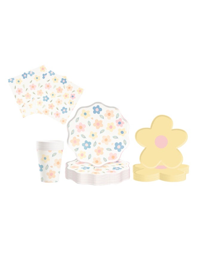 Home Smart Flower Series Dessert Plates (8" & 10.5"), Cups (9oz, 8 Pcs), Napkins (6.5" x 6.5", 16 Pcs) - Elegant Flower Series Set for Parties, Gatherings, Birthday and Special Occasions - Image 4